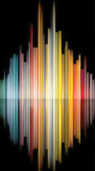 Obraz premium Abstract Digital Equalizer with Colorful Vertical Bars and Reflection on Black Background