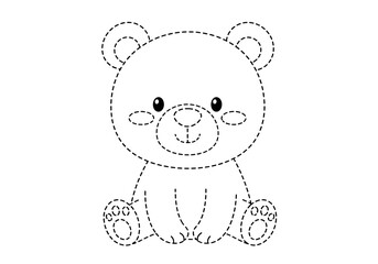Cute Bear Outline for Tracing and Coloring Practice.