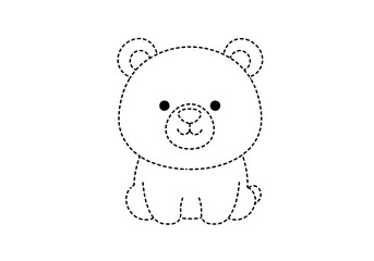 Cute Bear Outline for Kids Coloring and Tracing.