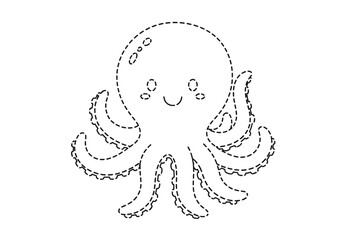 Cute Octopus Dot-to-Dot Activity for Kids.