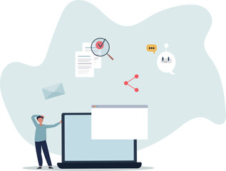 AI generated content with creative text generation.Artificial intelligence creation with automatic machine work .life and employment of people.