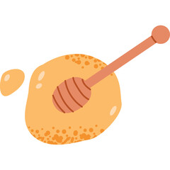 Honey Dipper With Golden Honey Drizzling On A White Background