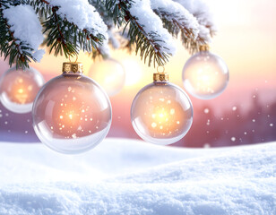 A bunch of christmas balls hanging from a tree