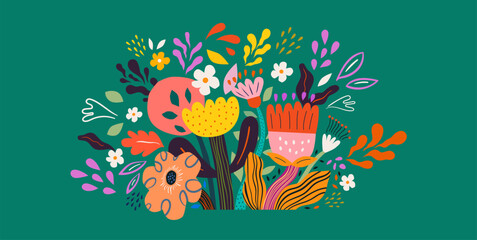 Botanical modern illustration. Floral design.