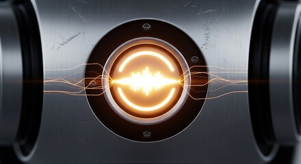 Futuristic glowing core with energy waves emanating from a metallic device