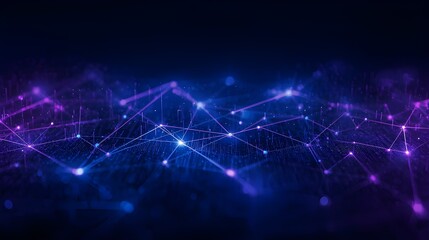 Dynamic Futuristic Network with Glowing Purple and Blue Lines, Abstract Technology Background Representing Data Flow and Artificial Intelligence Innovation