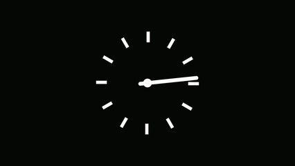 Clock time minimal black background white hands hour minute illustration