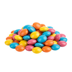 Vibrant pile of colorful candy coated chocolates offering sweet joy and festive delight for celebrations and treats.