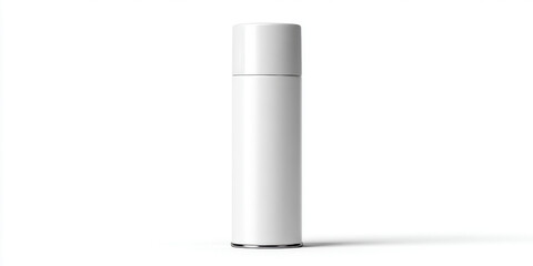 A minimalist studio shot of a blank white spray can, perfect for branding and product design presentations.