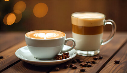 Latte Art Coffee Vector: Minimalist Heart Shape Illustration for Cafe Menu, Barista, and Morning Drink Design