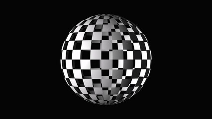 Checkered sphere black and white design abstract ball geometric pattern