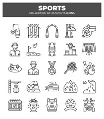 Collection of 25 Sports Icons.  A Visual Guide to Various Sports and Activities
