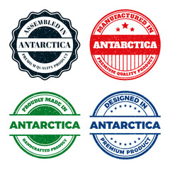 Antarctica Premium Product Stamps and Seals. Vintage Grunge Graphic Design Elements