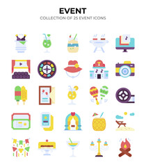 Vibrant Event Icons. A Collection of 25 Colorful Designs