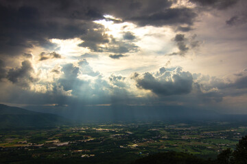 sun rays and clouds