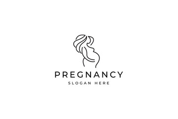 pregnancy logo line art concept design vector template