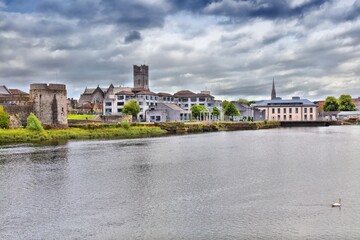Fototapeta premium Limerick city in Ireland. River Shannon HDR skyline.