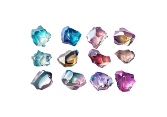 fluid gemstone formations, iridescent color flow, transparent ge