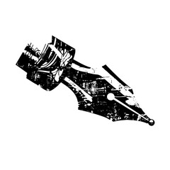 Dip pen writes calligraphy in vintage study