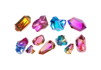 fluid gemstone formations, iridescent color flow, transparent ge