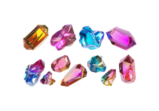 fluid gemstone formations, iridescent color flow, transparent ge - Powered by Adobe