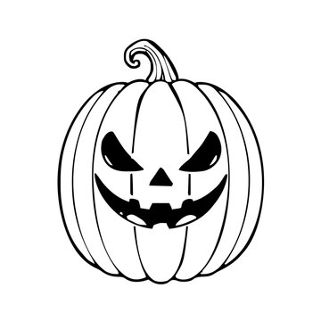 Halloween &ndash; Pumpkins & Jack-o-lanterns (BW Outline) &ndash; tall pumpkin spooky
