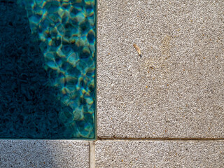 Ripples reflecting sunlight from the clear water in the swimming pool