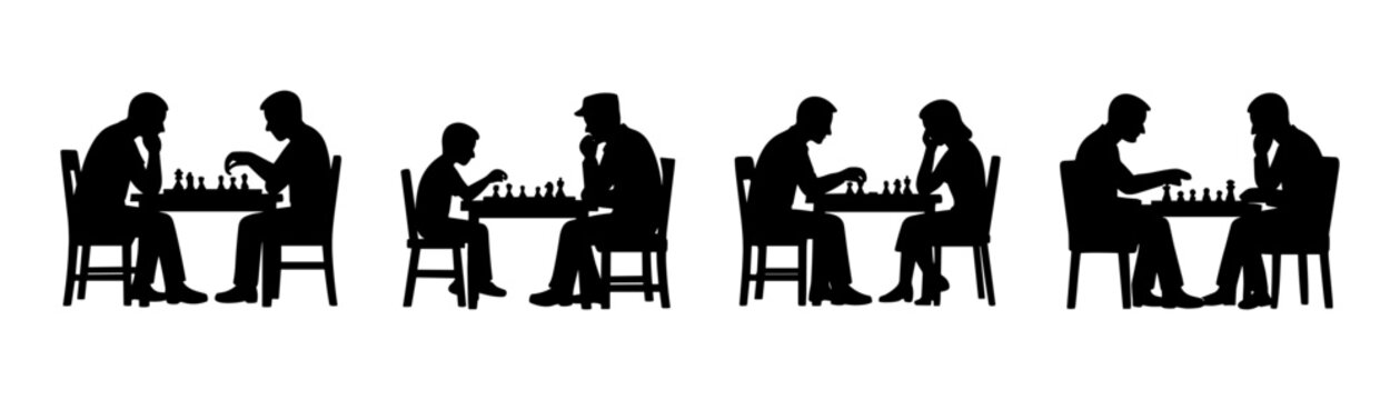 Chess player icons, board game, strategy, intellect