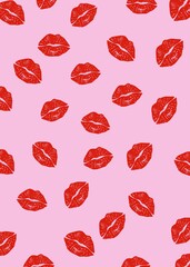 Red Lips Wallpaper on Pink Background – Romantic Valentine’s Day Background