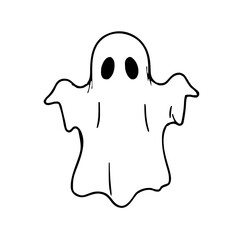 Halloween – Spooky Creatures & Characters (BW Outline) – ghost sheet front view