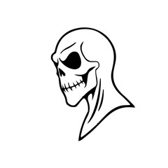 Fototapeta premium Halloween – Spooky Creatures & Characters (BW Outline) – ghoul head profile left