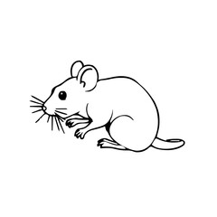 Obraz premium Halloween – Spooky Creatures & Characters (BW Outline) – rat simple profile right