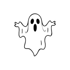 Obraz premium Halloween – Spooky Creatures & Characters (BW Outline) – ghost sheet outline minimal variant 11