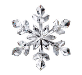 Crystal snowflake ornament for winter holiday decorations on transparent background