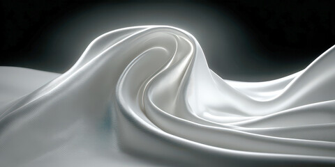 Elegant Abstract White Silk Fabric Draped and Flowing with Textured Folds
