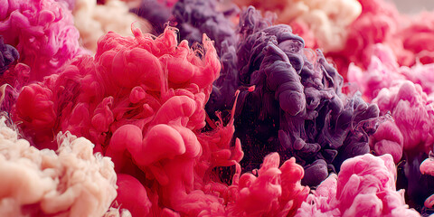 Vibrant Ink Explosion Pink and Purple Smoke Clouds Abstract Background