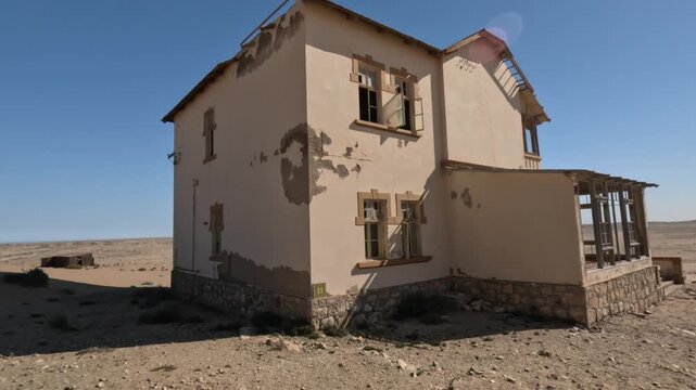 Kolmannskuppe (Kolmanskop) Ghost Town in Namibia with the abandoned buildings, Namib desert, Africa
