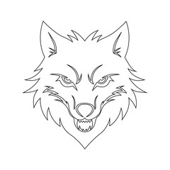 Wolf Head Line Art Vector