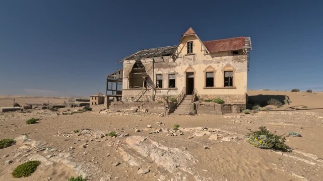 Kolmannskuppe (Kolmanskop) Ghost Town in Namibia with the abandoned buildings, Namib desert, Africa