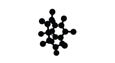Black silhouette of a complex molecular structure against a white background