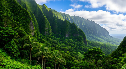 Lush Green Valley in Kauai, Hawaii - A Tropical Paradise.