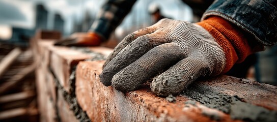 Close-Up of Worker Applying Mortar on Brick Wall During Construction Project