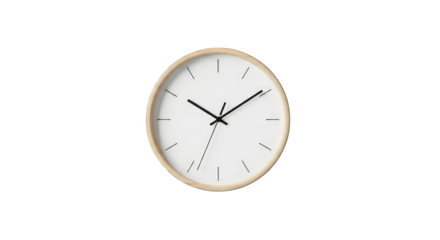 Minimalist wall clock on transparent background