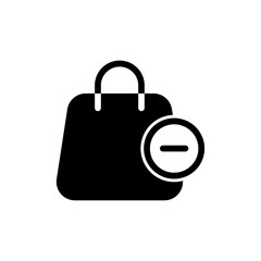 Shopping bag icon with minus symbol in black, blue, and outline styles, representing remove from cart or item deletion
