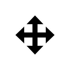 Move icon with directional arrows in black, representing drag or reposition action in user interface design