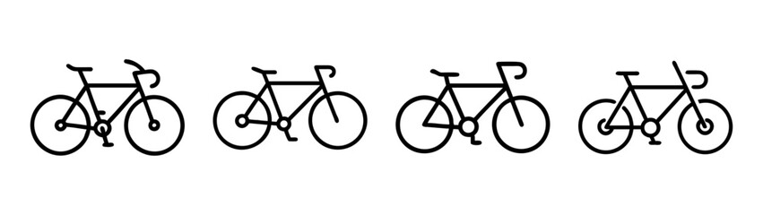 Obraz premium Four bicycle silhouettes different styles for cycling and transportation themes