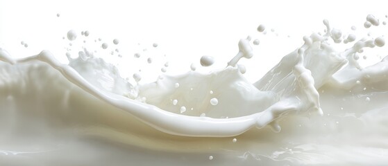 The Milk Splash Captured in Dynamic High-Speed Motion on White Background
