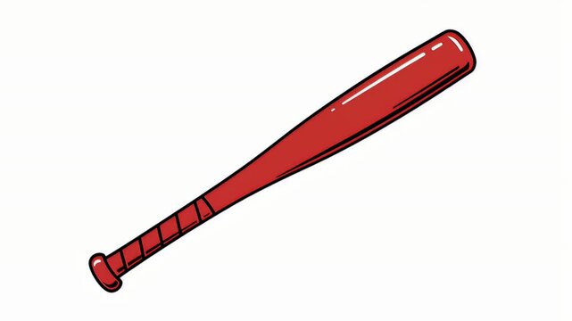 A cartoon-style illustration shows a baseball bat in red, with black outlining and white background