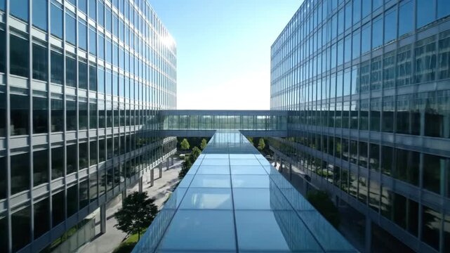 Modern Architecture Skybridge Connecting Sleek Buildings