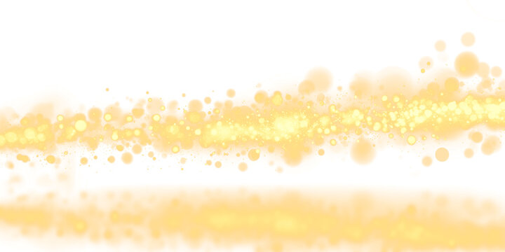 Golden dust bokeh with glowing sparkles and shimmering particles on a transparent background. Perfect festive overlay for Christmas, New Year, and elegant celebration designs.